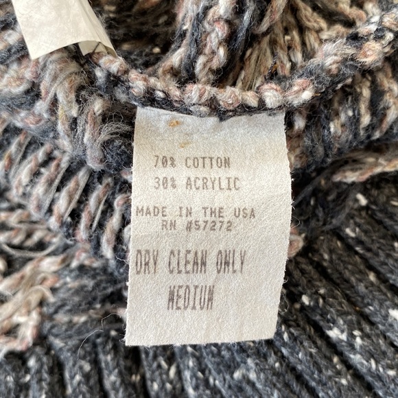 Deadstock Perry Ellis 3D Knit Sweater Anthracite Chevron Pattern 80s 90s Coogi - Picture 11 of 11